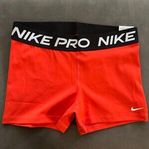 Large Orange Nike Pro Short 3"